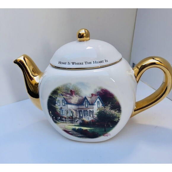 Thomas Kinkade Home Is Where The Heart Is II Decorative Tea Pot Teleflora Gift - Picture 7 of 10